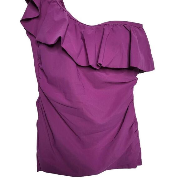 Profile By Gottex Tutti Frutti One Shoulder Ruffle Tankini Top Size 6 - Picture 7 of 11